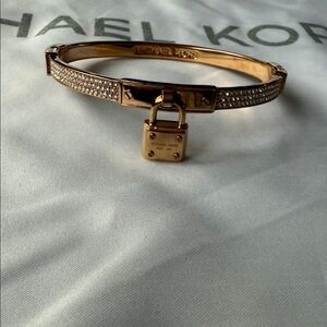 Michael Kors Gold rhinestones Padlock Bangle